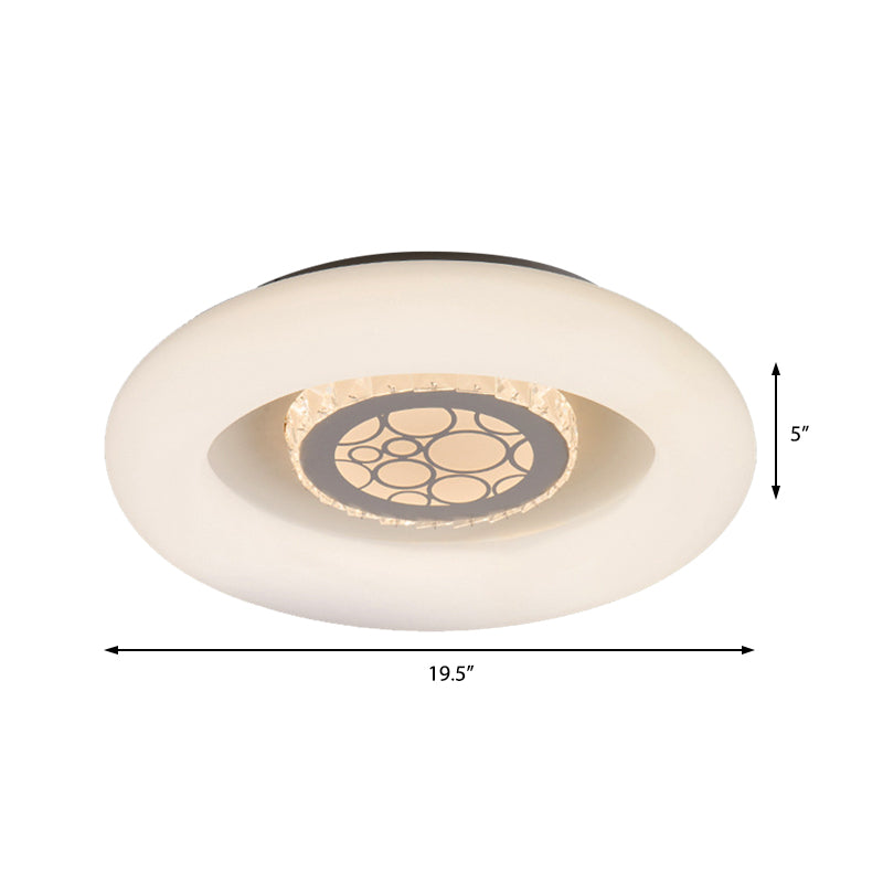 Modern Circle Flush Mount Light Fixture Acrylic Unique White Ceiling Fixture in Natural/White for Bedroom