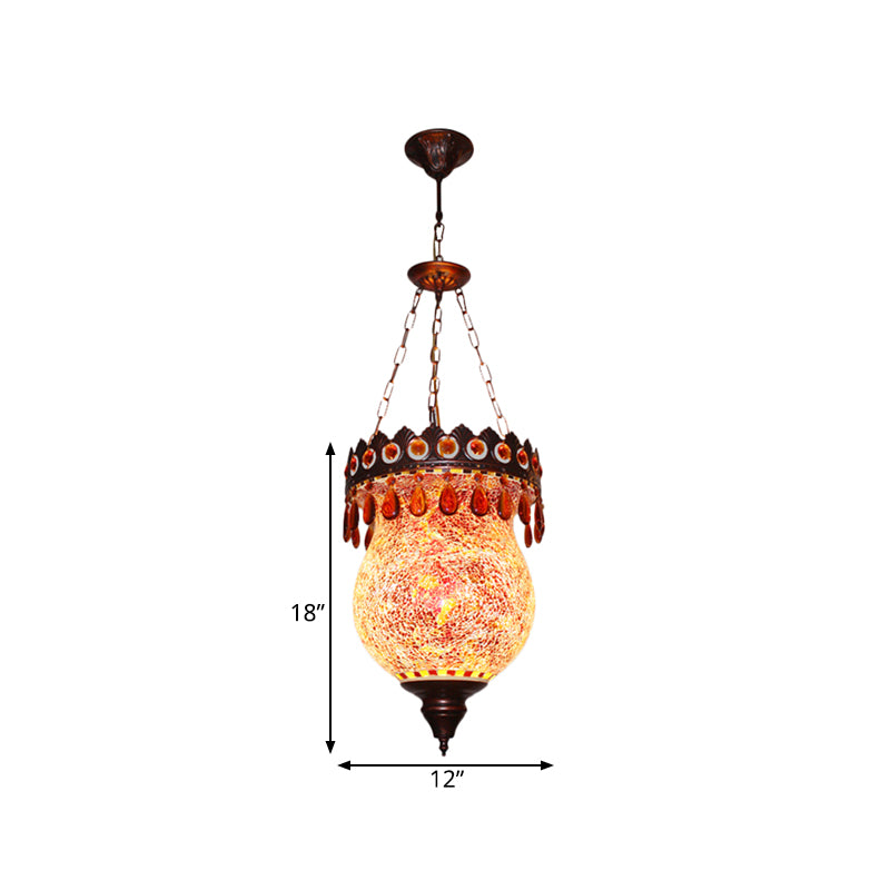 Urna de cobre Down Lighting Colgante Retro Corte a mano 1 Lámpara de suspensión de techo de sala de estar de luz