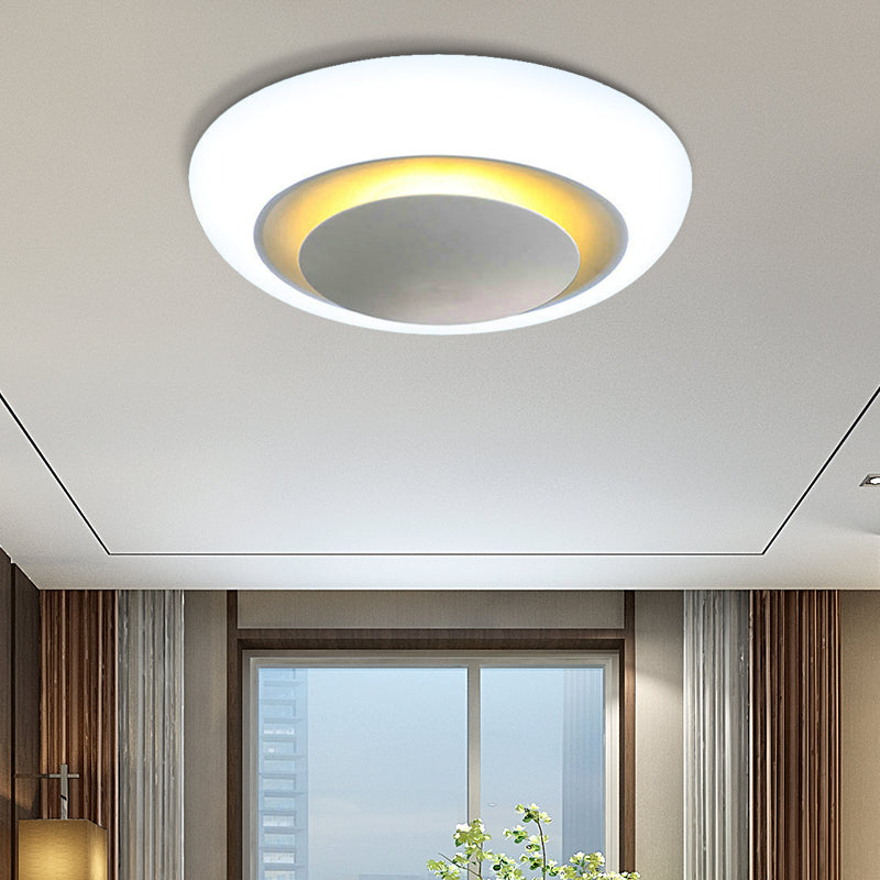 16.5"/20.5"/24.5" Unique Ceiling Light Modern Round Warm/White Flush Mount Light Fixture in White