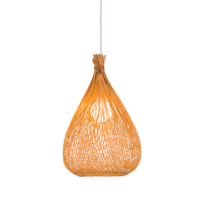 Hand-Woven Pendant Lighting Japanese Bamboo 1 Bulb Wood Ceiling Suspension Lamp for Tearoom