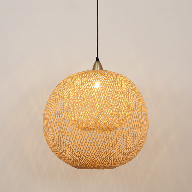 Luce a soffitto artigianale Bamboo cinese 1 lampadina BEIGE Apparecchio di illuminazione sospesa