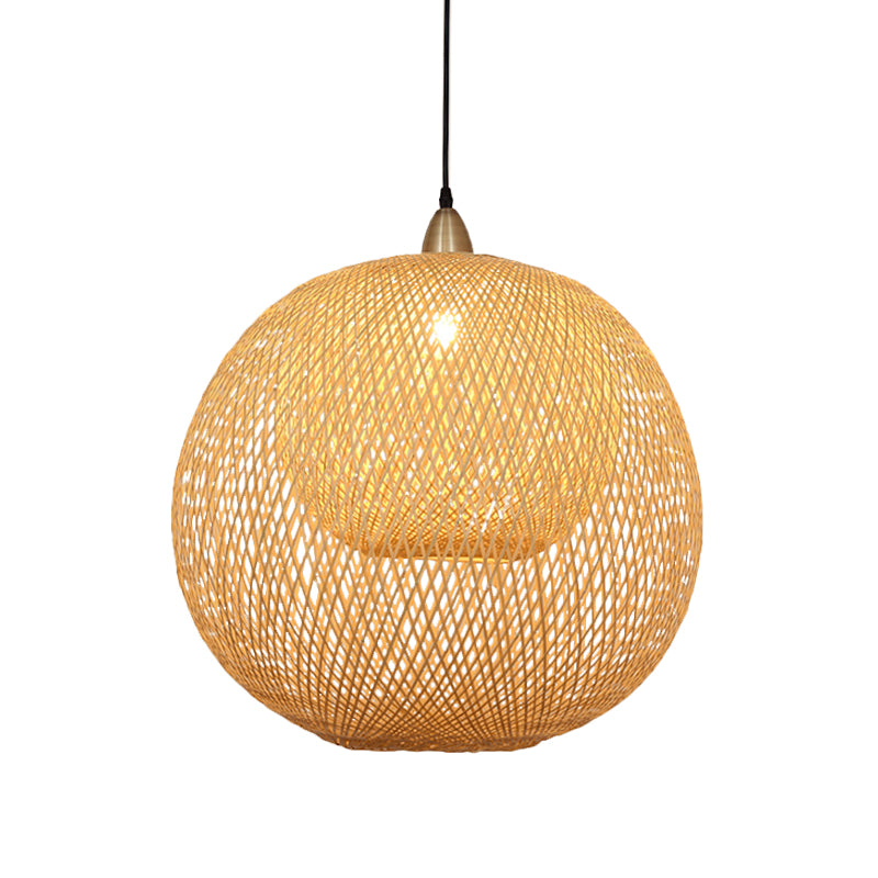 Luce a soffitto artigianale Bamboo cinese 1 lampadina BEIGE Apparecchio di illuminazione sospesa