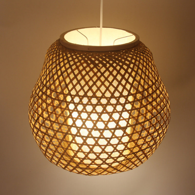 Asian 1 lampadina illuminazione a sospensione BEIGE BEIDROP APPLICO LUCE DEL BAMBOO