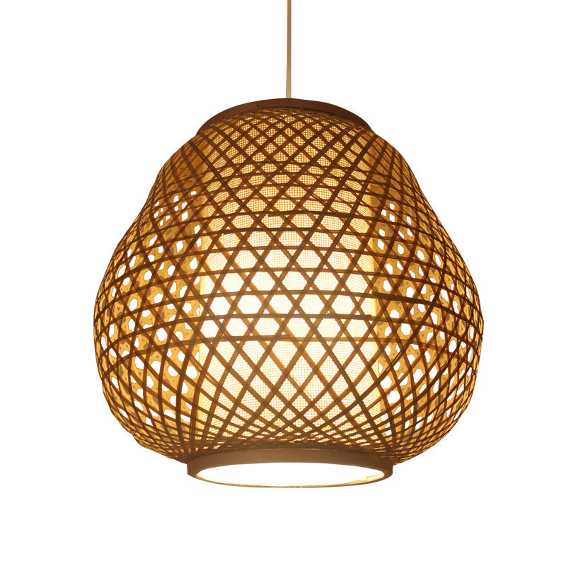 Asian 1 lampadina illuminazione a sospensione BEIGE BEIDROP APPLICO LUCE DEL BAMBOO