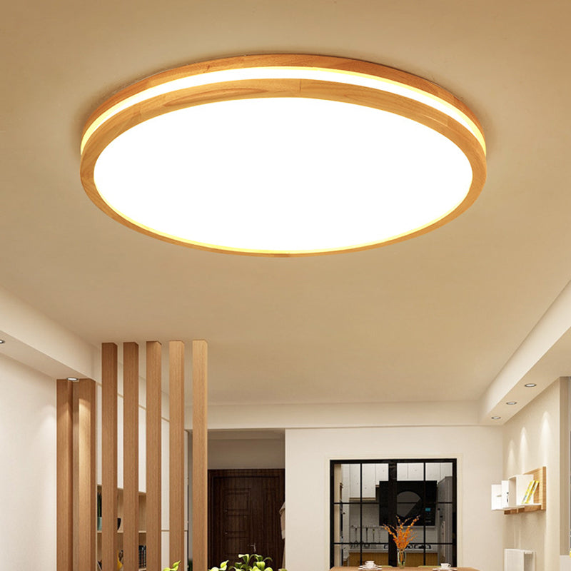 Solid Wood Flushmount Ceiling Light Modern Lamp for Office Living Room