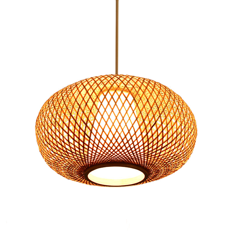 Illuminazione a sospensione fatti a mano Bamboo giapponese 1 testa 14 "/18" Lampada appesa al beige larga