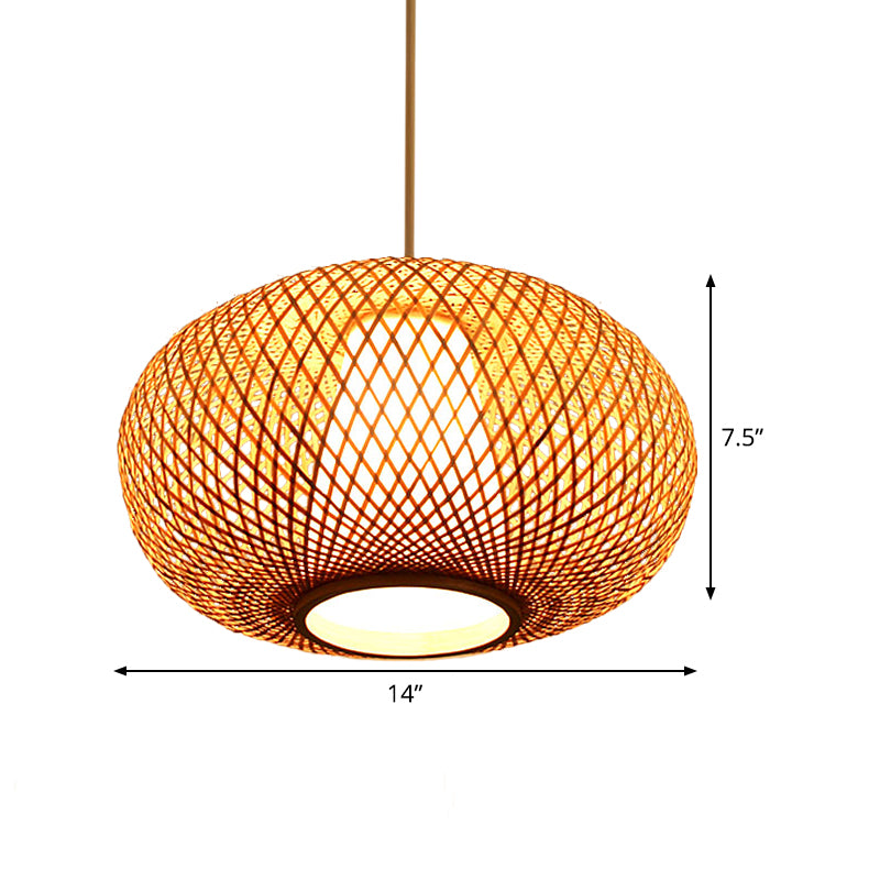 Illuminazione a sospensione fatti a mano Bamboo giapponese 1 testa 14 "/18" Lampada appesa al beige larga