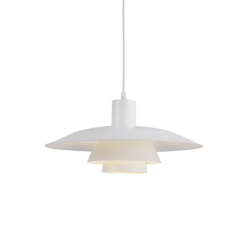 1 lamp 3-laags ontwerp hangende lampkit moderne witte metalen hanger voor eetkamer