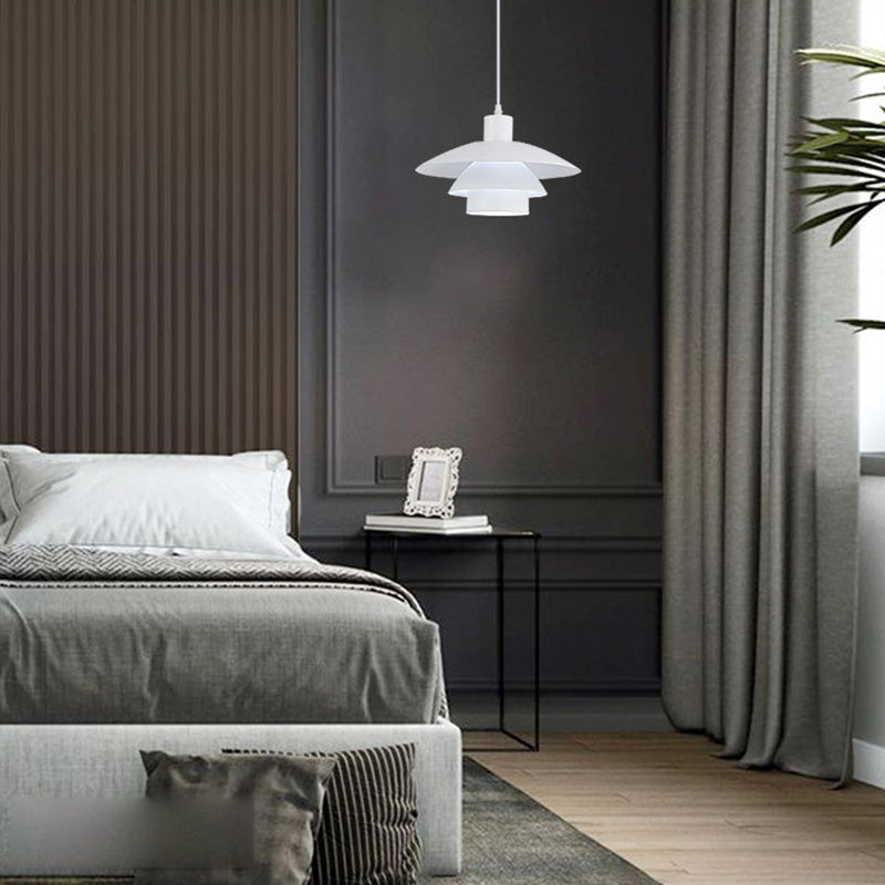 1 lamp 3-laags ontwerp hangende lampkit moderne witte metalen hanger voor eetkamer