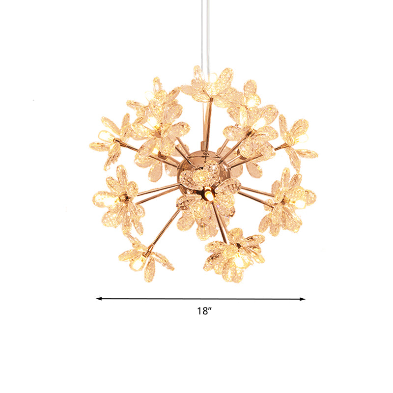 Starburst Ceiling Light Fixture Contemporary Crystal 18/24/32 Heads Chrome/Gold Chandelier Pendant Light, 18"/19.5"/23" Wide