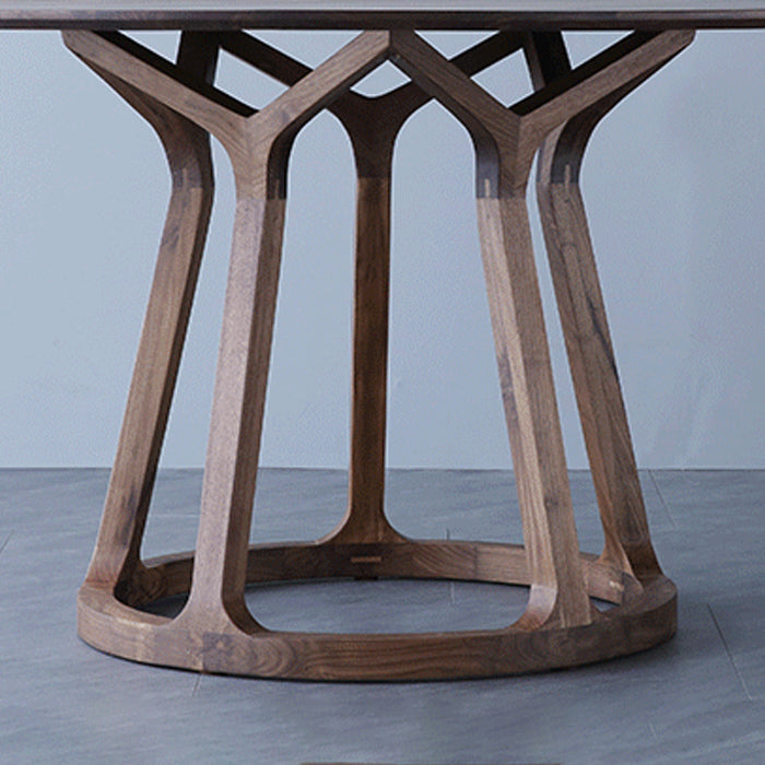 Mesa de madera maciza de pino redonda mesa de comedor moderna con pedestal de madera para restaurante