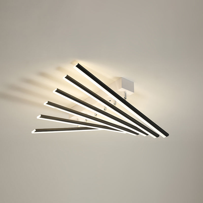 Multi Lights Slender Bar Semi Flush Light Modern Style Metal Semi Flush Mount Éclairage