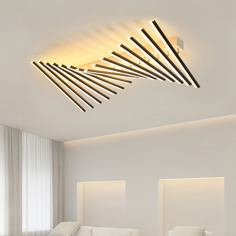 Multi Lights Slender Bar Semi Flush Light Modern Style Metal Semi Flush Mount Éclairage