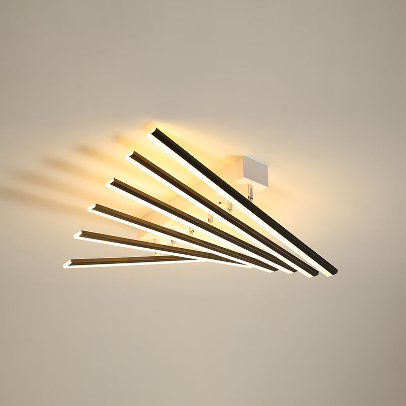 Multi Lights Slender Bar Semi Flush Light Modern Style Metal Semi Flush Mount Éclairage