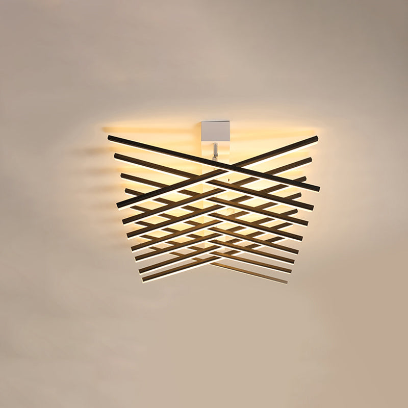 Multi Lights Slender Bar Semi Flush Light Modern Style Metal Semi Flush Mount Éclairage