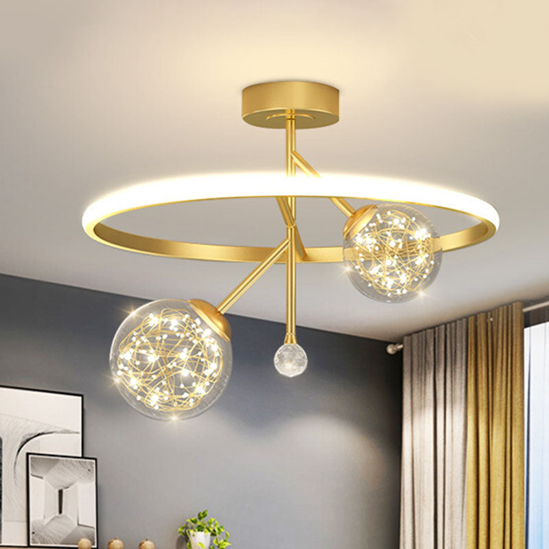 Globe Glass Shade Semi Flush Mount Light Einfachheit moderne Deckenleuchte