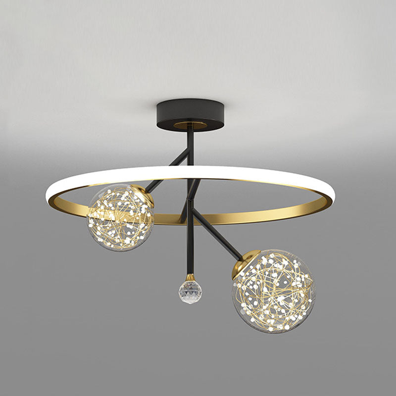 Globe Glass Shade Semi Flush Mount Light Einfachheit moderne Deckenleuchte