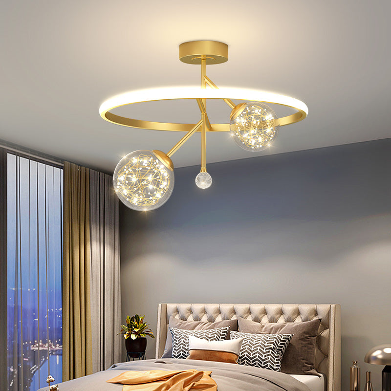 Globe Glass Shade Semi Flush Mount Light Simplicity Modern Style Plafond Light