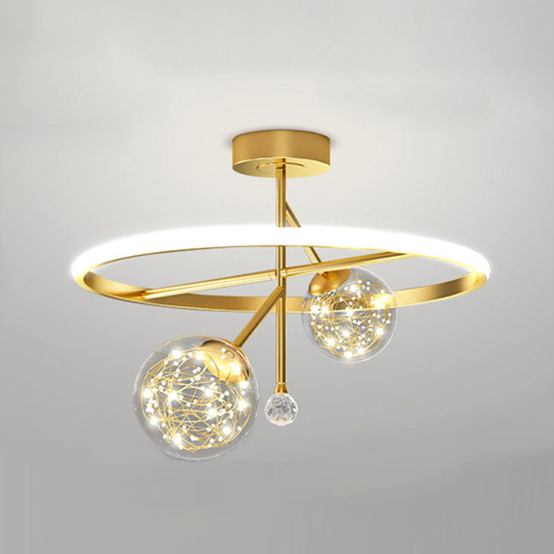 Globe Glass Shade Semi Flush Mount Light Simplicity Modern Style Ceiling Light