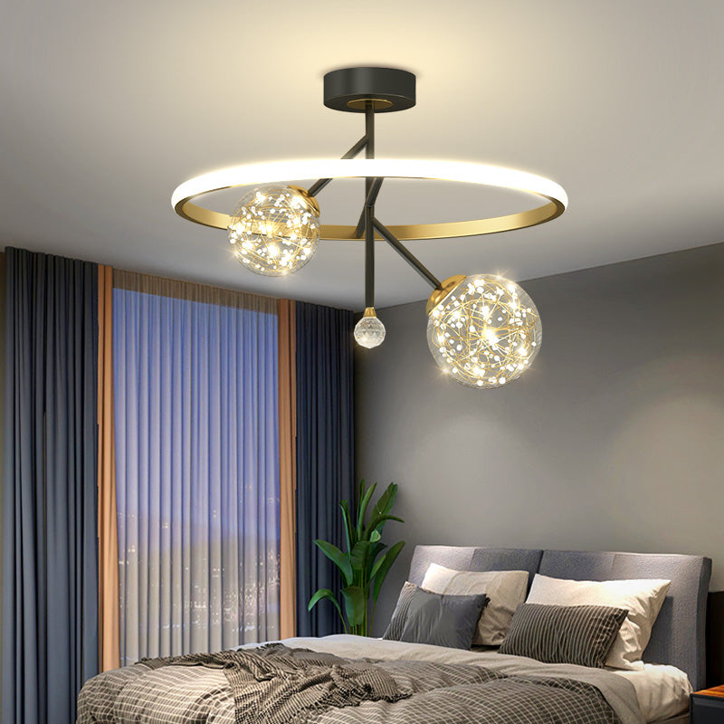 Globe Glass Shade Semi Flush Mount Light Einfachheit moderne Deckenleuchte