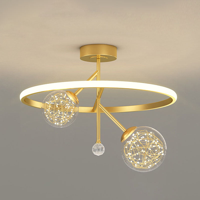 Globe Glass Shade Semi Flush Mount Mount Simplicity Luce a soffitto in stile moderno