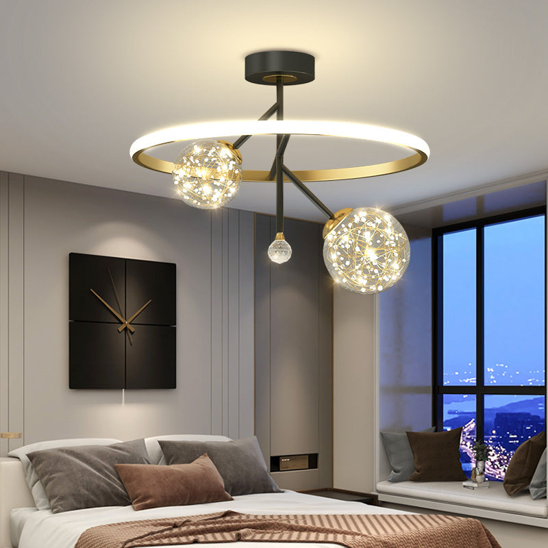 Globe Glass Shade Semi Flush Mount Light Simplicity Modern Style Ceiling Light