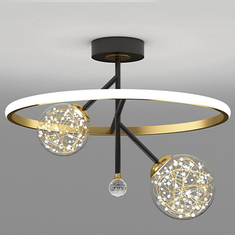 Globe Glass Shade Semi Flush Mount Light Simplicity Modern Style Ceiling Light