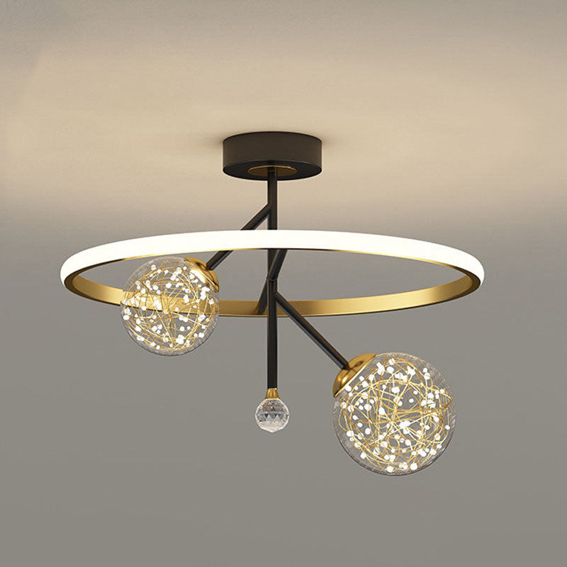 Globe Glass Shade Semi Flush Mount Light Einfachheit moderne Deckenleuchte