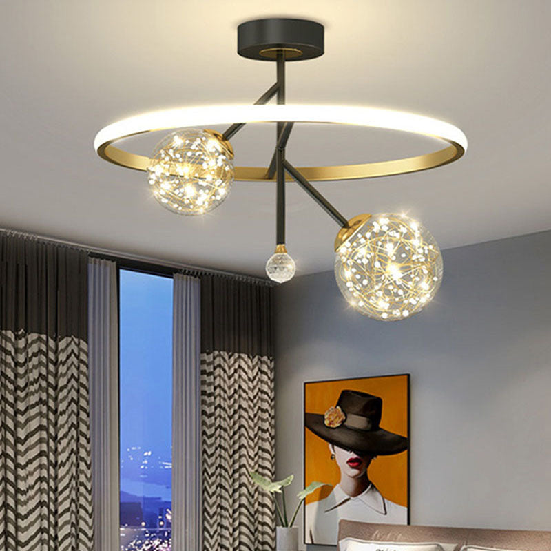 Globe Glass Shade Semi Flush Mount Light Einfachheit moderne Deckenleuchte