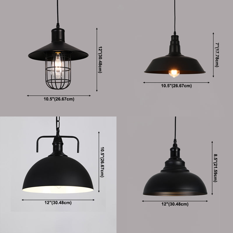 Contemporary Pendant Lights, Industrial Metal 1-Light Pendant Light Fixture in Black