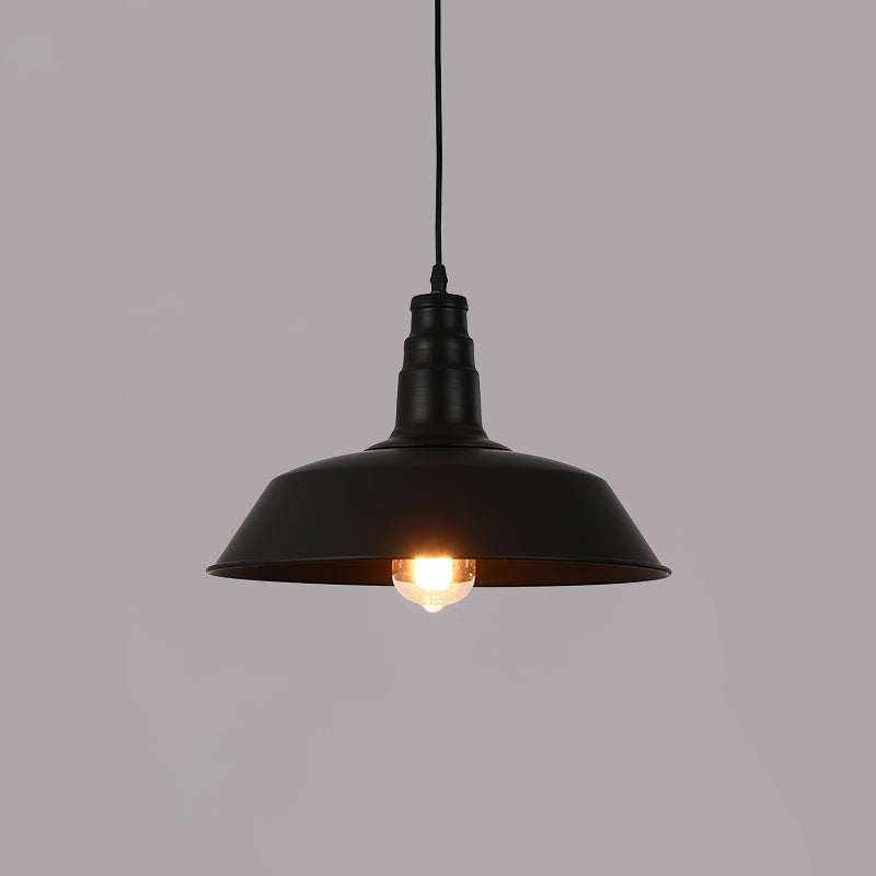 Pendants contemporains, luminaire pendentif en métal industriel en métal à 1 lumière en noir