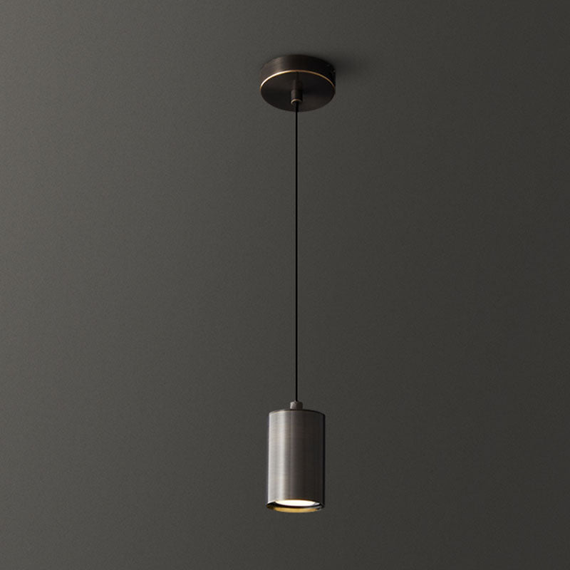 Lampe suspendue à cylindre minimaliste, pendentif en métal moderne pour chambre à coucher