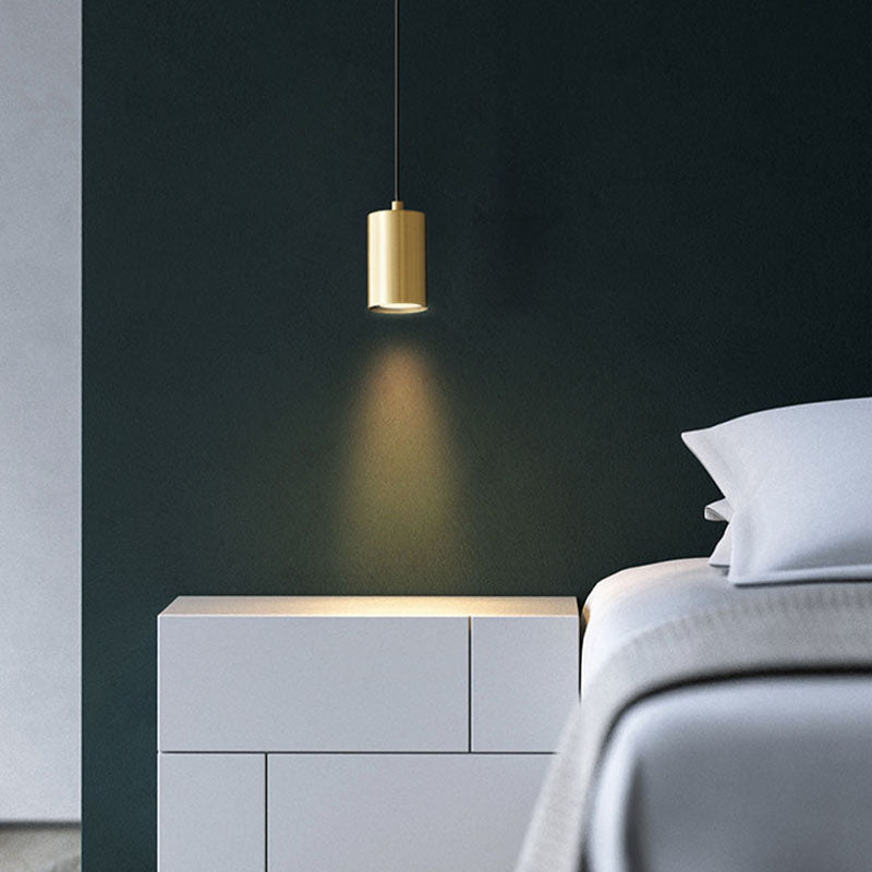 Lampe suspendue à cylindre minimaliste, pendentif en métal moderne pour chambre à coucher