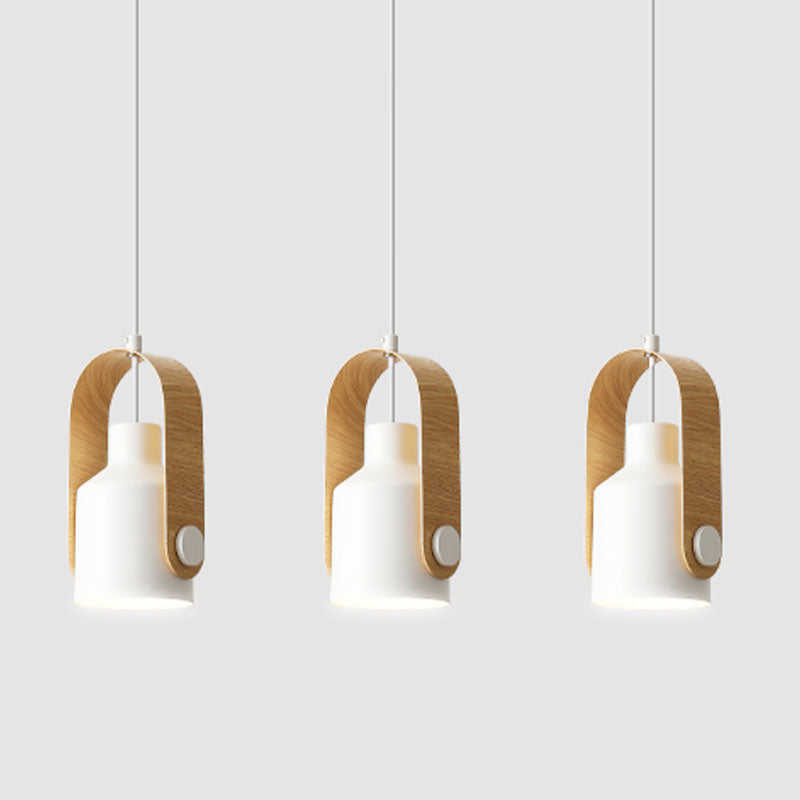 Modern Wooden Top Pendant Light, Minimalist Bell Shade Hanging Lamp for Bedroom