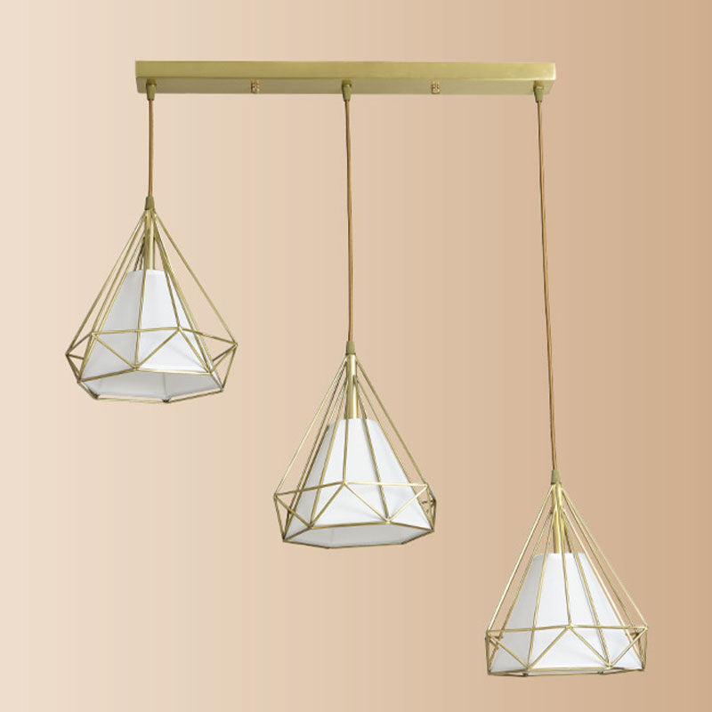 3-Light Hanging Light Fixtures with Cage Shade, Nordic Simple Style Cluster Pendant Light for Indoor