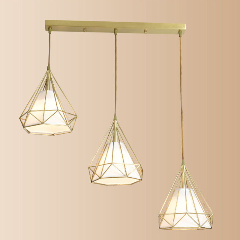 3-Light Hanging Light Fixtures with Cage Shade, Nordic Simple Style Cluster Pendant Light for Indoor