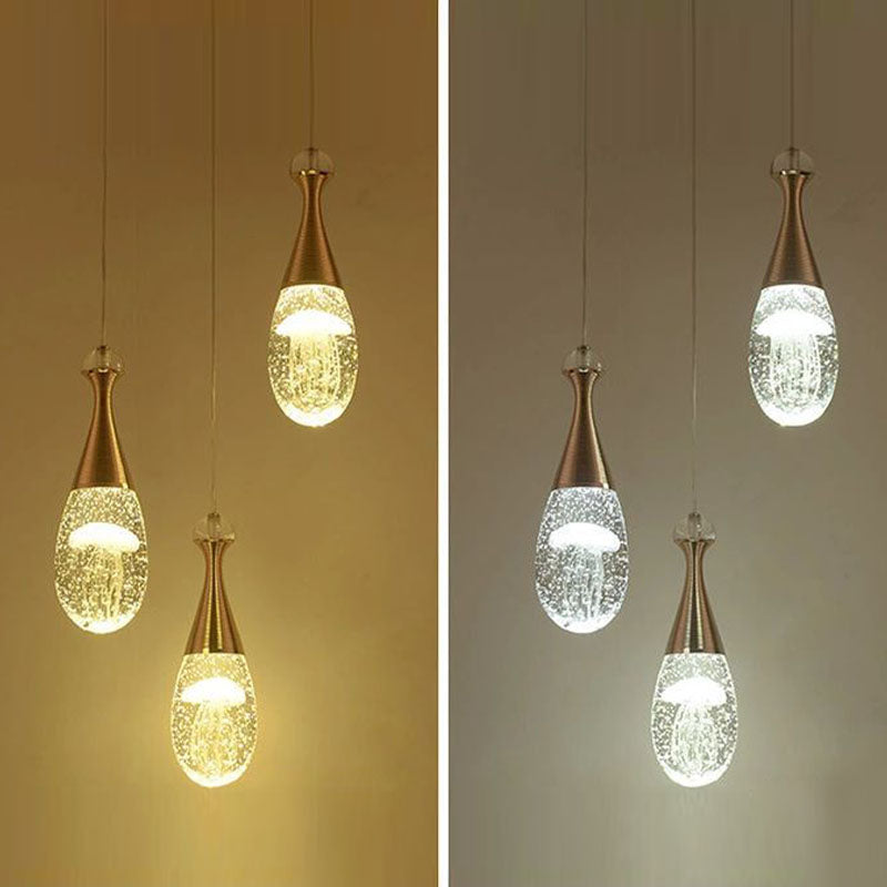 Minimalist Style Teardrop Cluster Pendant Light, Metal Multi Pendant Ceiling Light Fixture