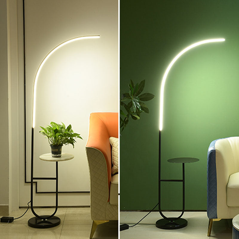 Wit minimalisme vloerlamp 1-licht lineair vloerlicht met marmeren tafel