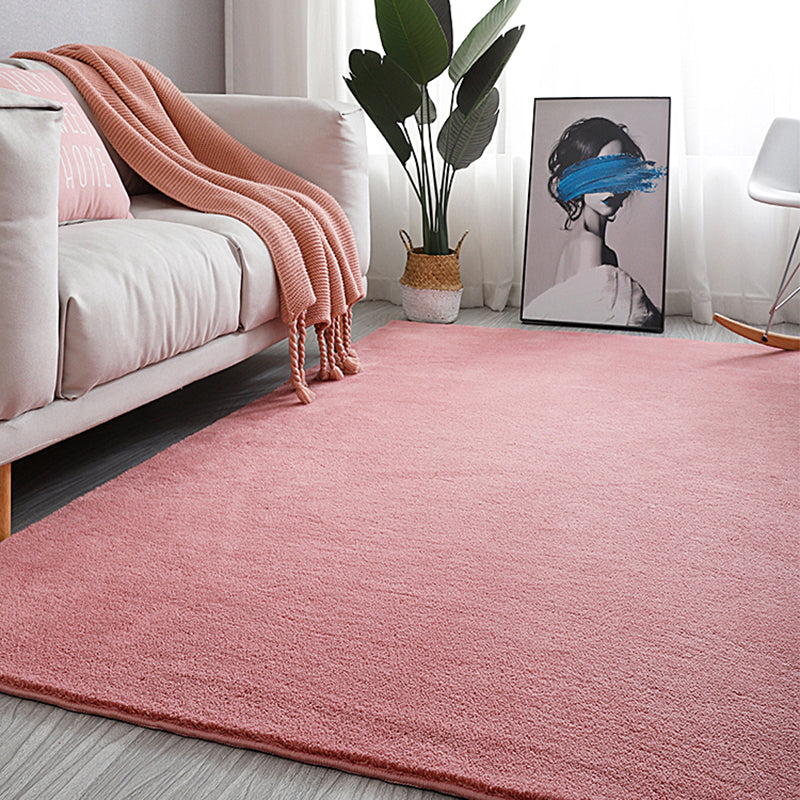 Roze slaapkamer tapijt Pure kleur polyester gebied Rug vlekbestendig wasbaar tapijt