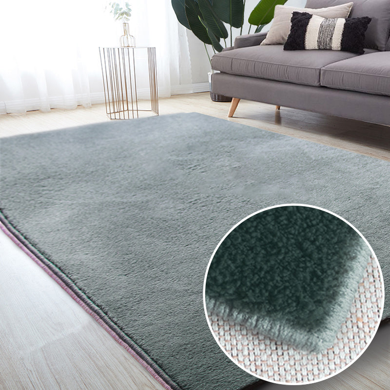 Grey Pure Color Area Rug Polyester Area Carpet Easy Care Washable Rug for Home Decor