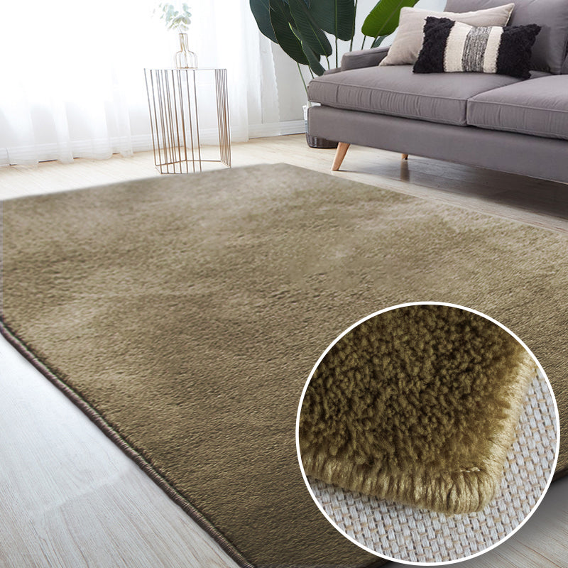 Grey Pure Color Area Rug Polyester Area Carpet Easy Care Washable Rug for Home Decor