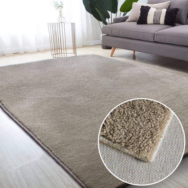 Grey Pure Color Area Rug Polyester Area Carpet Easy Care Washable Rug for Home Decor