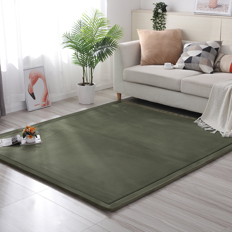 Green Pure Color Area Carpet Polyester Area Rug Anti-Slip Easy Care Rug for Living Room