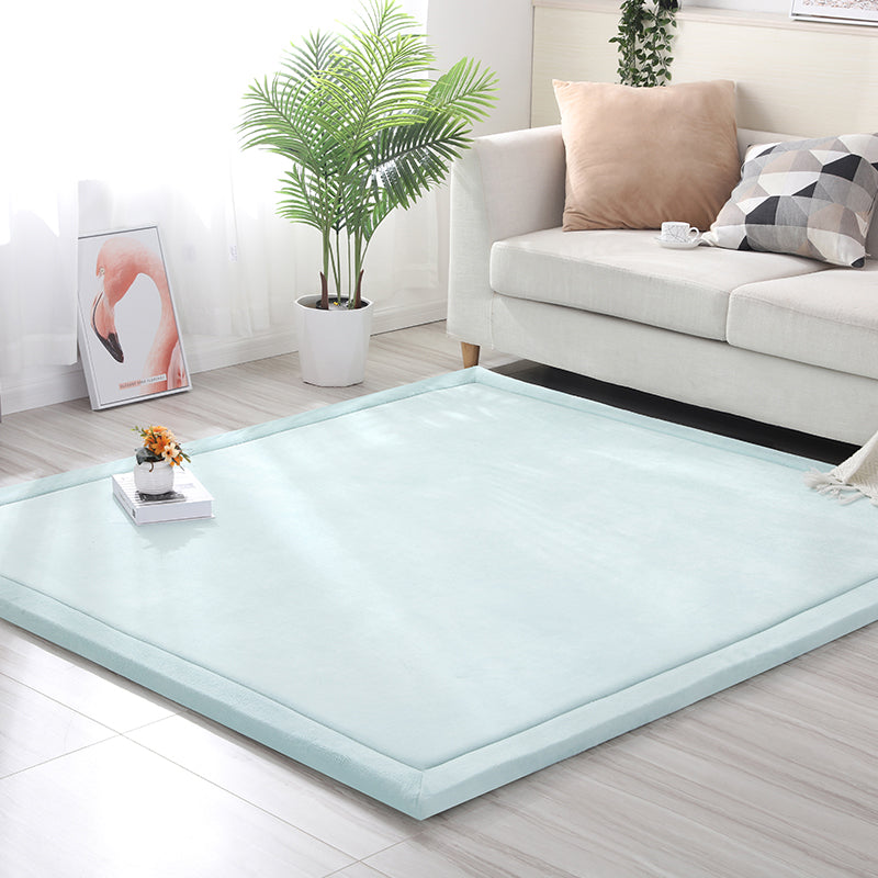 Green Pure Color Area Carpet Polyester Area Rug Anti-Slip Easy Care Rug for Living Room