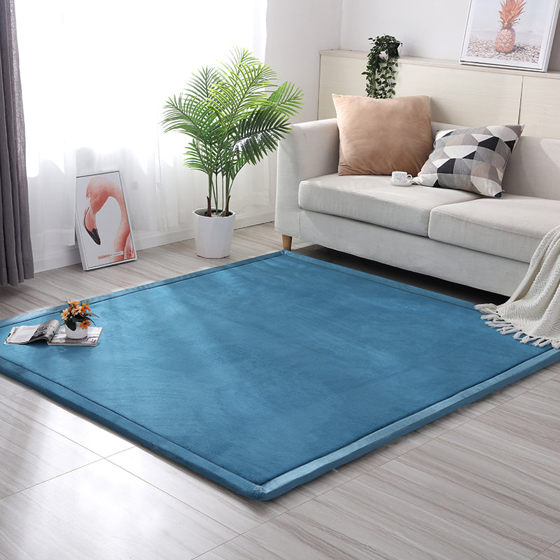 Green Pure Color Area Carpet Polyester Area Rug Anti-Slip Easy Care Rug for Living Room