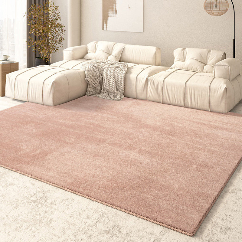 Chic Pure Color Area Carpet Beige Polyester Area Rug Stain Resistant Rug for Home Decor