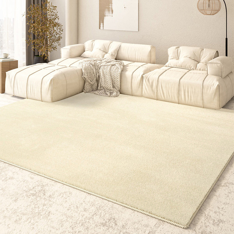 Chic Pure Color Area Carpet Beige Polyester Area Rug Stain Resistant Rug for Home Decor