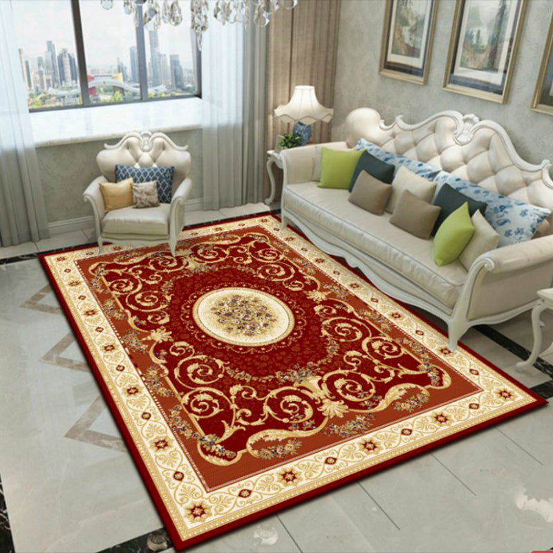 Tapis de tapis rouge foncé en polyester tapis lavable