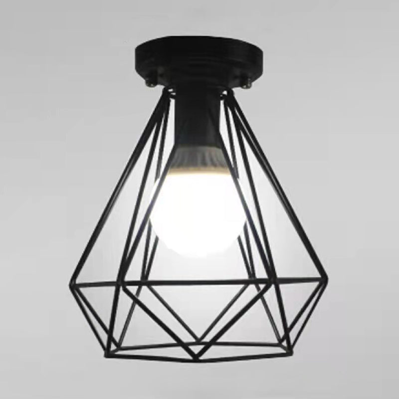 Cadre de fer Black Ceiling Light in Industrial Vintage Style Geometric Indoor Flush Mount