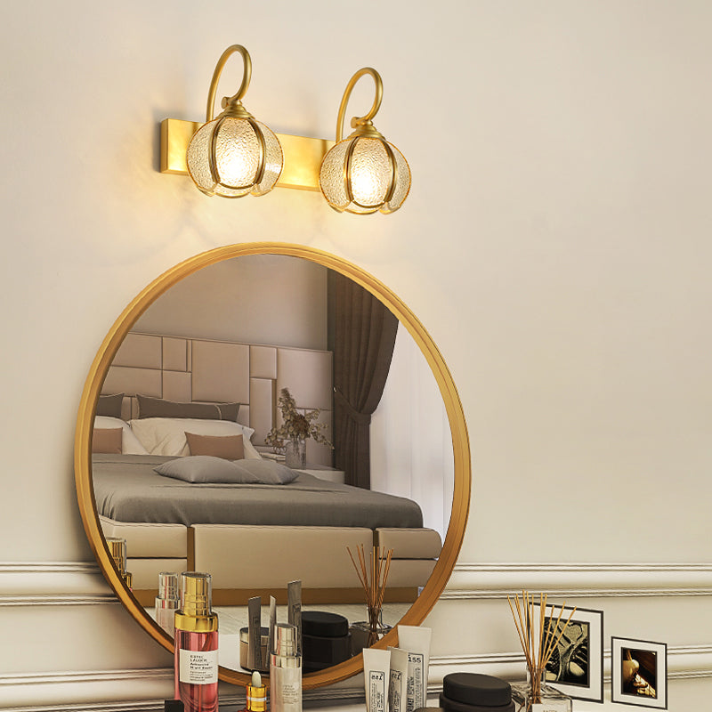 Brass LED Wall Light Vanity Wall Light Fixtures for Powder Room Restroom